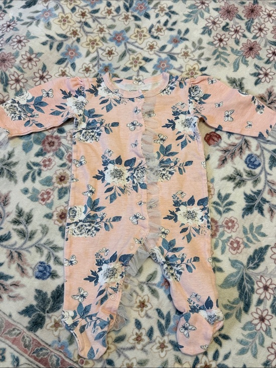 Catherine Malandrino Other - Baby Girls' Pink Floral Ruffle One-Piece Footed Sleeper